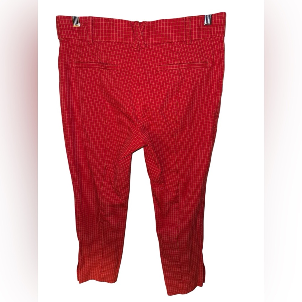 Anthropologie The Essential Slim plaid red pants women’s size 10 ankle - Picture 4 of 13